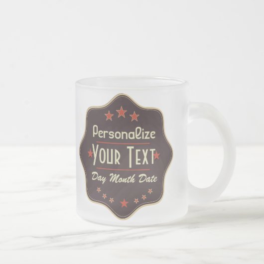 Klassisches Retro-Label mit individuellem Text Mattglastasse (Rechts)