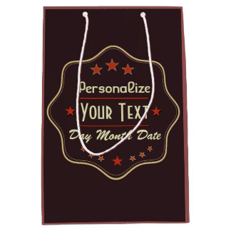Klassisches Retro-Label mit individuellem Text Mittlere Geschenktüte