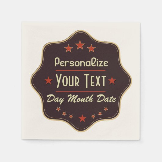 Klassisches Retro-Label mit individuellem Text Serviette (Vorderseite)