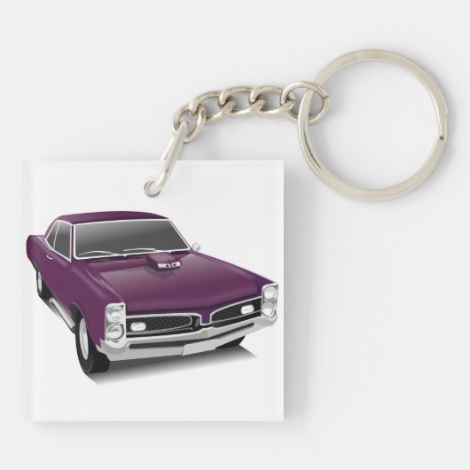 Klassisches Retro-Lila Auto Schlüsselanhänger (Rückseite)