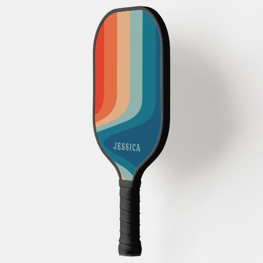 Klassisches Retro-Muster für Wavy Stripes Pickleball Schläger (Links)