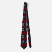 Klassisches Retro-Muster mit Ornament Navy Red Xma Krawatte (Vorderseite)