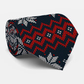 Klassisches Retro-Muster mit Ornament Navy Red Xma Krawatte (Gerollt)