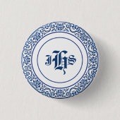 Klassisches Retro Personalisiertes Monogramm blaue Button (Vorderseite)