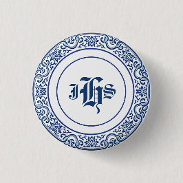 Klassisches Retro Personalisiertes Monogramm blaue Button