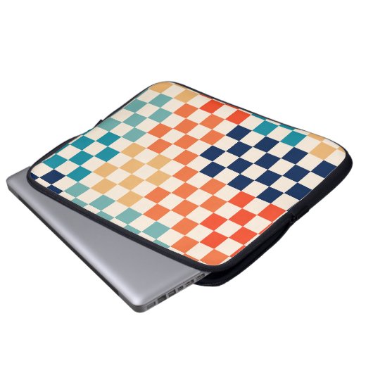 Klassisches Retro-Prüfbrettmuster Laptopschutzhülle (Vorne Knopf)