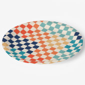 Klassisches Retro-Prüfbrettmuster Pappteller (Schrägansicht)