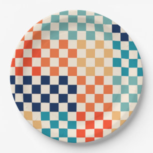 Klassisches Retro-Prüfbrettmuster Pappteller