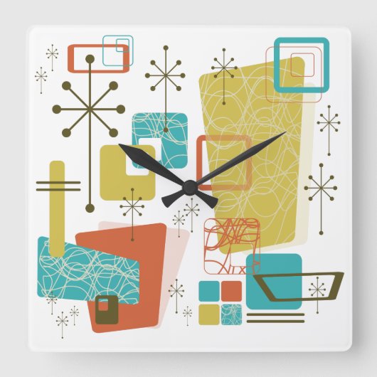 Klassisches Retro Quadratische Wanduhr (Vorderseite)