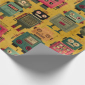 Klassisches Retro-Roboter-Muster-Wrap-Papier Geschenkpapier (Ecke)