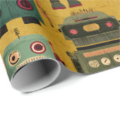 Klassisches Retro-Roboter-Muster-Wrap-Papier Geschenkpapier (Rolleneckpunkt)