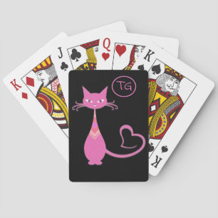 Klassisches Retro Rosa Kitty Katze Herz Schwanz Mo Spielkarten