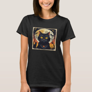 Klassisches Retro-Schwarzkatze-Halloween-T-Shirt C T-Shirt