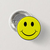 Klassisches Retro Siebzigerjahre Gelb-glücklicher Button (Vorne & Hinten)