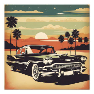 Klassisches Retro-Vintage-Autoposter Fotodruck
