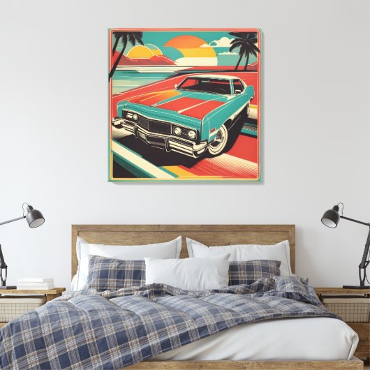 Klassisches Retro-Vintage-Poster Leinwanddruck (Insitu (Schlafzimmer))