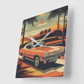 Klassisches Retro-Vintage-Poster Quadratische Wanduhr (Winkel)