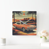 Klassisches Retro-Vintage-Poster Quadratische Wanduhr (Zuhause)