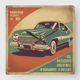 Klassisches Retro-Vintage-Poster Quadratische Wanduhr