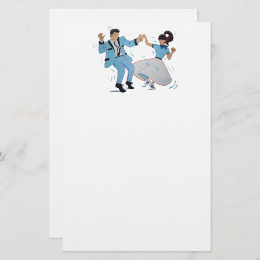 Klassisches Rock'n'Roll Jive Tänzer-Cartoon Briefpapier (Vorne/Hinten)