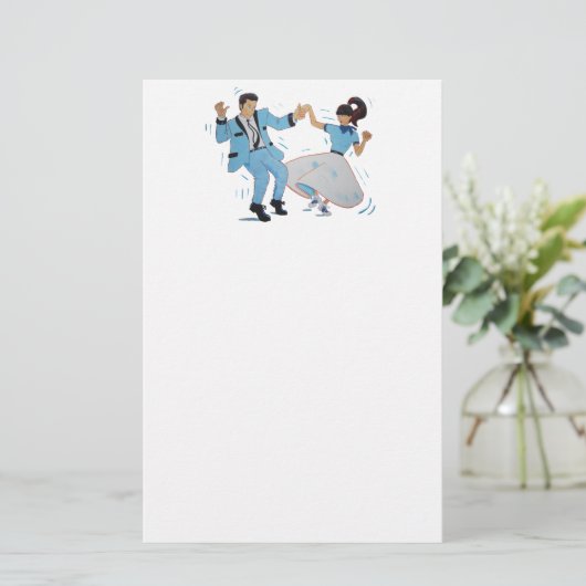 Klassisches Rock'n'Roll Jive Tänzer-Cartoon Briefpapier (Stehend Vorderseite)