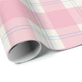 Klassisches Rosa & Blau Preppy Karo Geschenkpapier (Rolleneckpunkt)