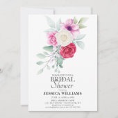 Klassisches Rosa Blume & Rose Bouquet Brautparty Einladung (Vorderseite)
