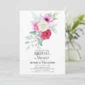 Klassisches Rosa Blume & Rose Bouquet Brautparty Einladung (Stehend Vorderseite)