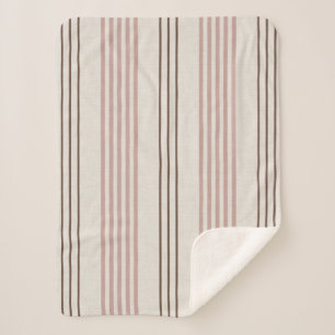Klassisches Rosa Braun Ticking Streifenmuster Sherpadecke