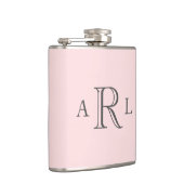 Klassisches Rosa Dreibuchstabenmonogramm Flachmann (Rechts)