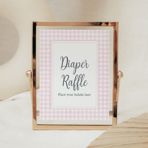 Klassisches rosa Gingham-Baby-Shower-Windel-Raffle Poster