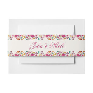 Klassisches Rosa Grün Gelb Floral Schwan Vogel Hoc Einladungsbanderole