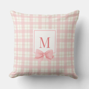 Klassisches rosa Kariertes monogrammatisches Kinde Kissen