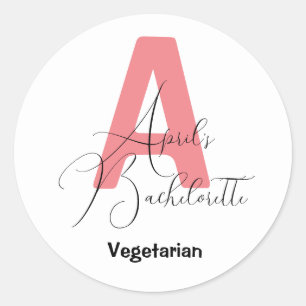 Klassisches Rosa, Name und Anfangsbuchstabe Jungge Runder Aufkleber