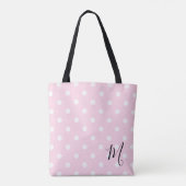 Klassisches Rosa Punkte Muster Einkaufstasche Tasche (Rückseite)