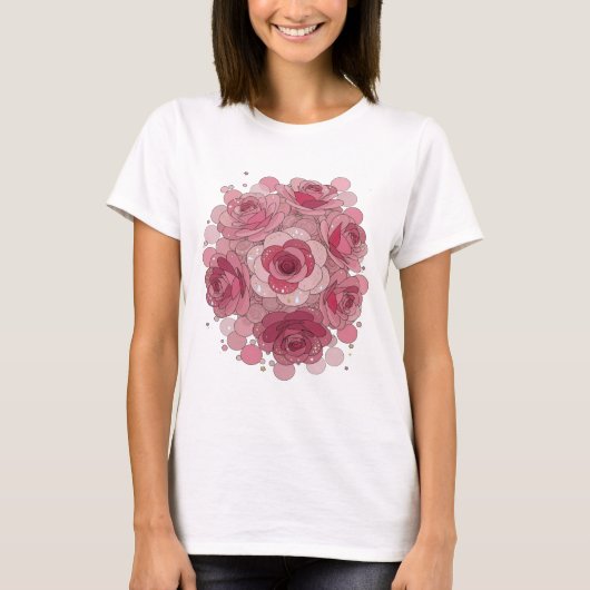 Klassisches Rosa ROSE BUBBLES Grafikdesign T-Shirt (Vorderseite)