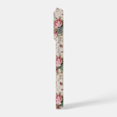 Klassisches rosa Rosen-Creme-Blumenmuster iPhone Hülle (Linke Seite)