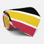 Klassisches rosa, schwarz-gelbes Streifenmuster Krawatte (Gerollt)