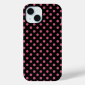 Klassisches rosa schwarzes Polka-Dot-Muster Case-Mate iPhone Hülle (Rückseite)