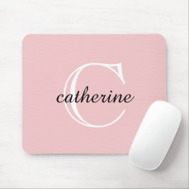 Klassisches Rosa-Script-Monogramm Mousepad