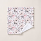 Klassisches rosa u. graues Muster Badhandtuch Set (Waschlappen)