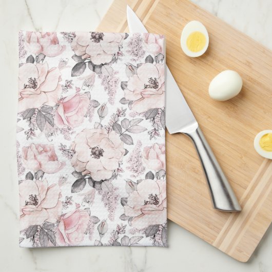 Klassisches rosa u. graues Muster Geschirrtuch (Viertel Falte)