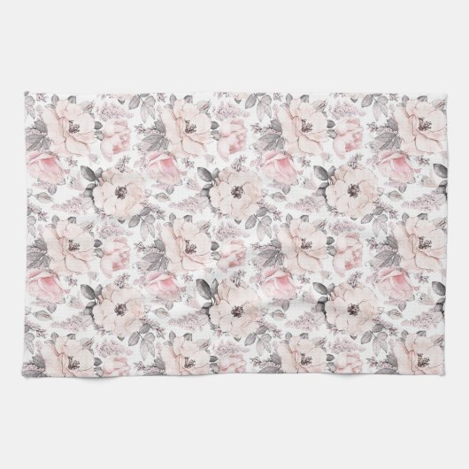 Klassisches rosa u. graues Muster Geschirrtuch (Horizontal)