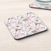 Klassisches rosa u. graues Muster Getränkeuntersetzer (Linke Seite)