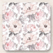 Klassisches rosa u. graues Muster Getränkeuntersetzer (Vorderseite)