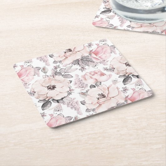 Klassisches rosa u. graues Muster Rechteckiger Pappuntersetzer (angewinkelt)