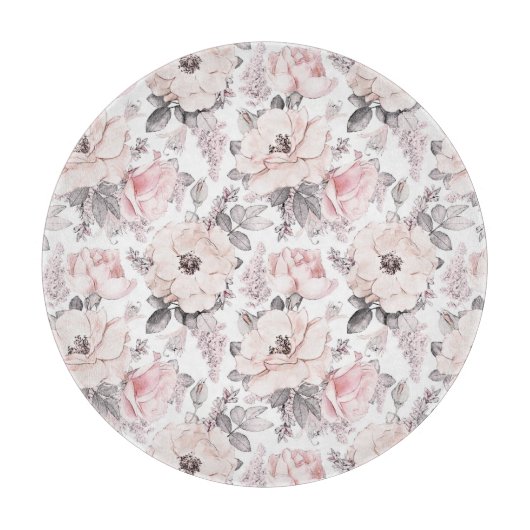 Klassisches rosa u. graues Muster Schneidebrett (Vorderseite)