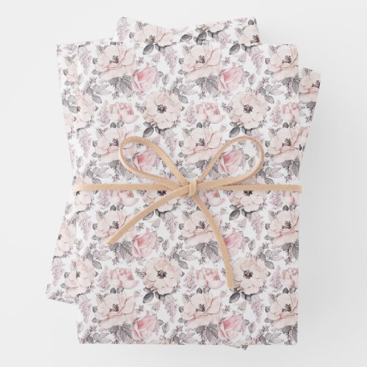 Klassisches rosa und graues Muster Geschenkpapier Set (Beispiel)