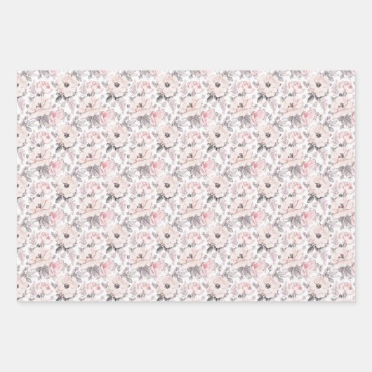 Klassisches rosa und graues Muster Geschenkpapier Set (Vorderseite)