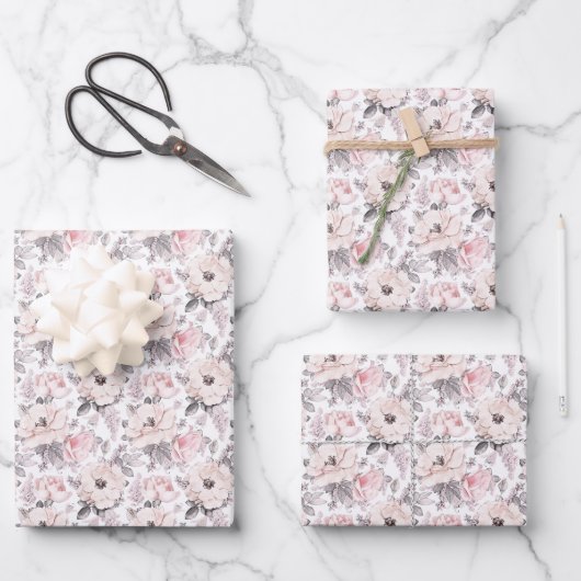 Klassisches rosa und graues Muster Geschenkpapier Set (Vorderseite)